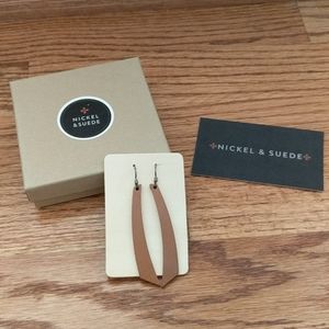 Nickel and Suede London tan accent earrings